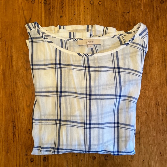 💥Last Call💥 NWOT LOFT Drop Waist Peplum Top Long Sleeve Lightweight Gauzy Rayon - Picture 11 of 13